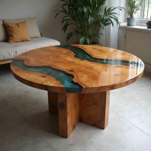 Blue Epoxy Resin Geode Table