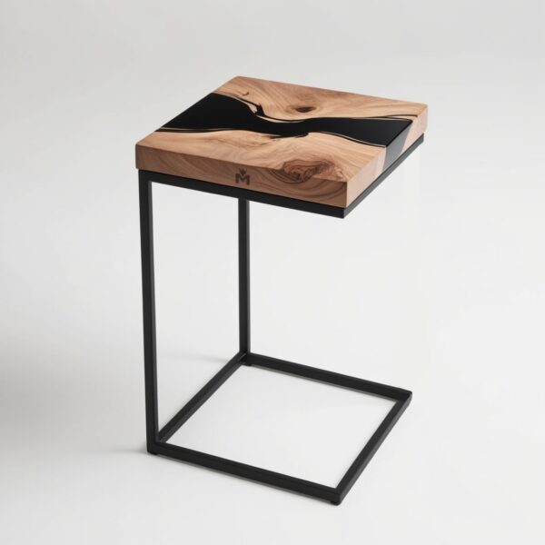 Black Epoxy Resin Side Table