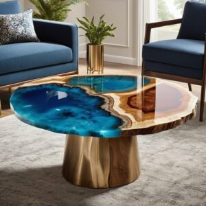 Blue Epoxy Resin Geode Table