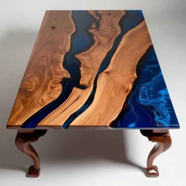 Blue Epoxy Resin Ocean Square Table