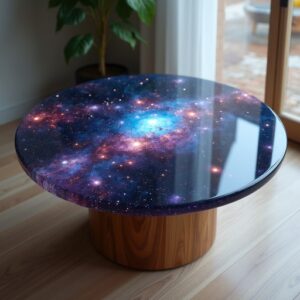 Epoxy Resin Galaxy Table Round