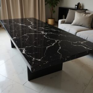 Epoxy Resin Marble Black Rectangular Table