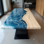 Epoxy Resin Marble Ocean Blue Table