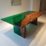 Epoxy Resin Waterfall Green Ocean Table