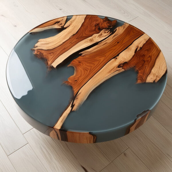 Grey Epoxy Resin River Round Table