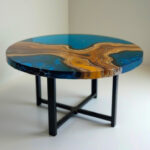 Blue Epoxy Resin Ocean Side Table