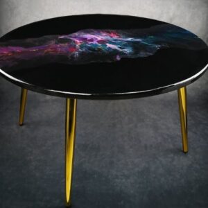 Epoxy Resin Galaxy Black Round Table 110cm