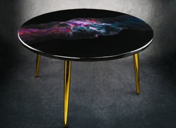 Epoxy Resin Galaxy Black Round Table 110cm