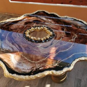 Gold Epoxy Resin Geode Table