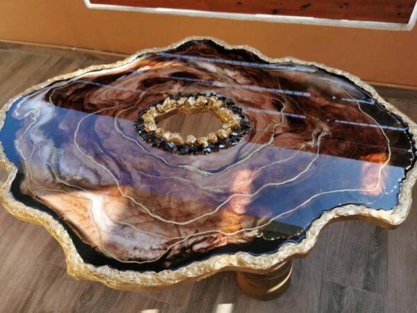 Gold Epoxy Resin Geode Table