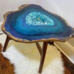 Blue Epoxy Resin Geode Table