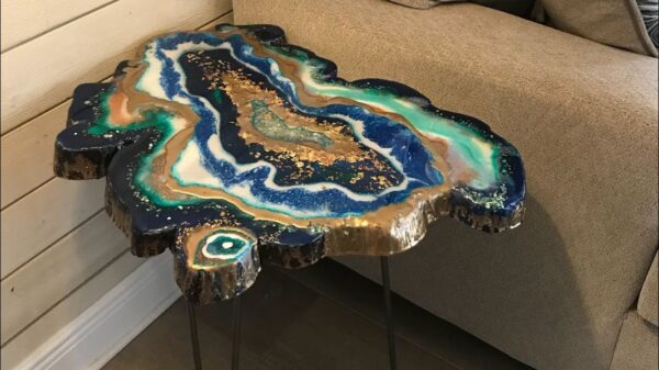 Colorful Epoxy Resin Geode Table