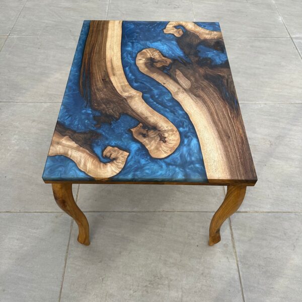 Blue Epoxy Resin Ocean Square Table 100cm