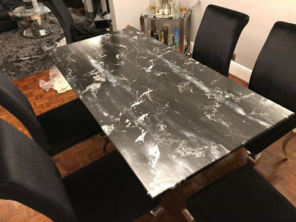 Epoxy Resin Marble Black Rectangular Table 160cm