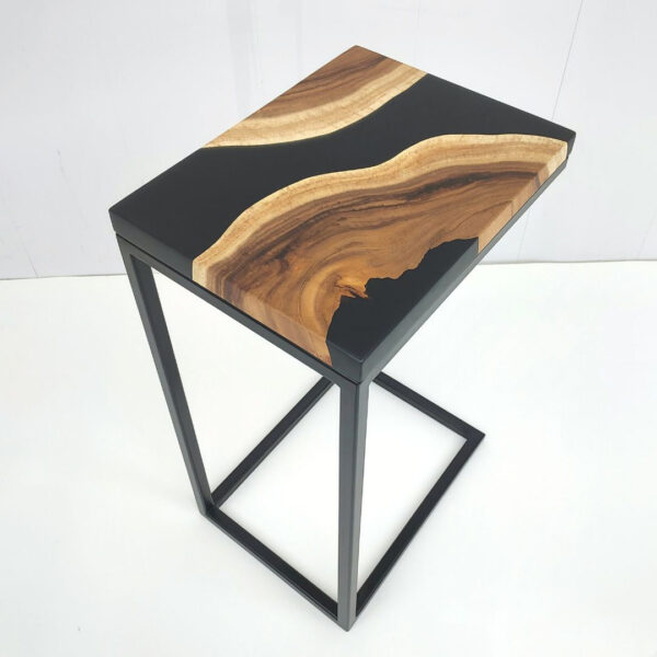 Black Epoxy Resin Side Table 45cm