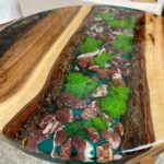 Round Resin Rock Green Table 100cm