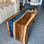 Epoxy Resin Waterfall River Blue Table 160cm