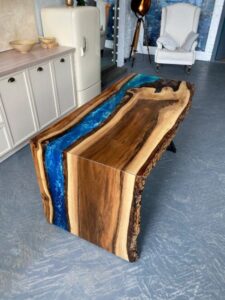 Epoxy Resin Waterfall River Blue Table 160cm