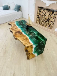 Epoxy Resin Waterfall Green Ocean Table 150cm