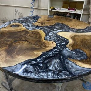 Grey Epoxy Resin Round River Table 100cm