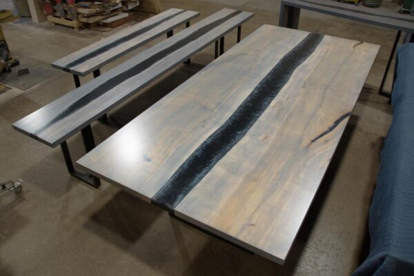 Grey Epoxy Resin River Table 160cm