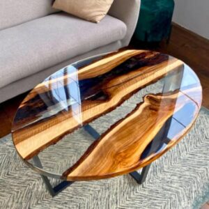 Oval Resin Wood Table 120cm