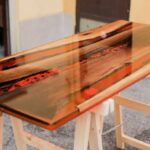 Rectangular Resin Lava Red Table 140cm