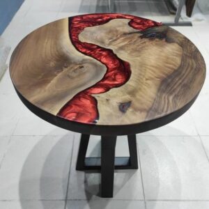 Round Resin Lava River Table 100cm