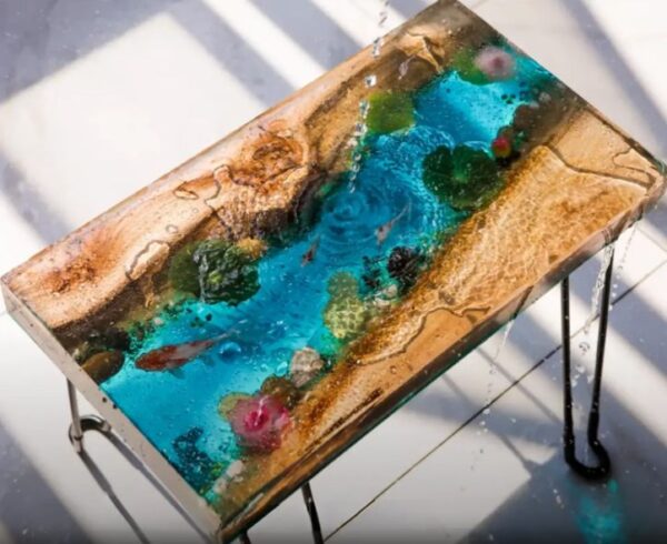 Resin Fish River Blue Table 150cm