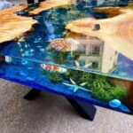 Blue Resin Fish Wood Table 150cm