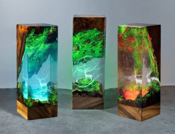 green resin lamp