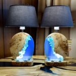 wood epoxy resin table lamp