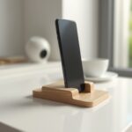 Sleek Wooden Phone Holder with Raised Platform