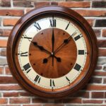 Classic Wall Clock in Wood with Roman Numerals and Mahogany Frame