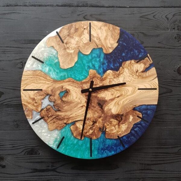 Wood Resin Wall Clock: A Captivating Ocean-Inspired Design